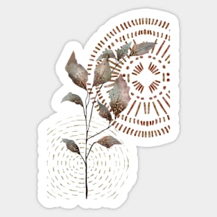 Leaves in focus with tribal pattern Sticker